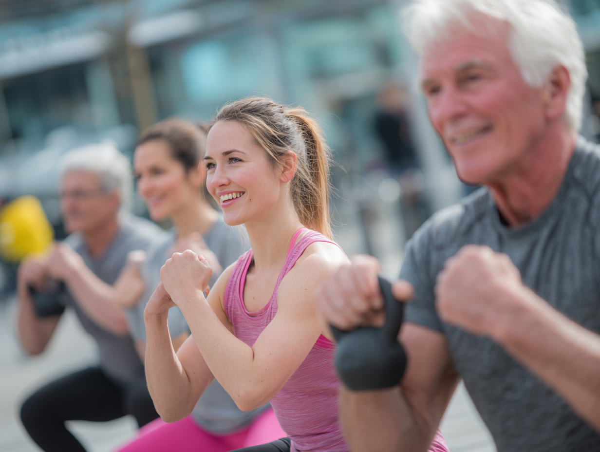 Люди різного віку займаються фітнесом